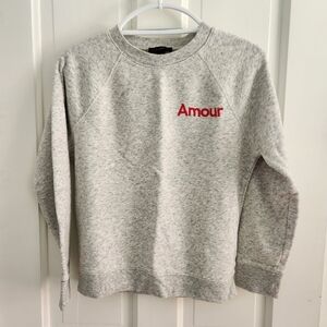 J. Crew "Amour" Sweatshirt Heather Grey / Red Embroidered VGUC Women's XS